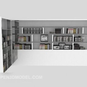 3d модель мінімалістичної комбінованої книжкової шафи в сучасному стилі