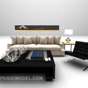 3d модель сучасної багатомісної диванної меблі