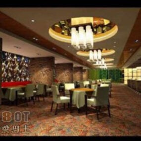 Modernes Restaurant mit warmer Beleuchtung, 3D-Modell
