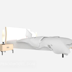 نموذج سرير خشب متين على الطراز الحديث ثلاثي الأبعاد
