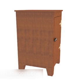 आधुनिक शैली की ठोस लकड़ी की बेडसाइड टेबल 3डी मॉडल