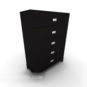 Solid Dark Wood Drawer Cabinet 3d model