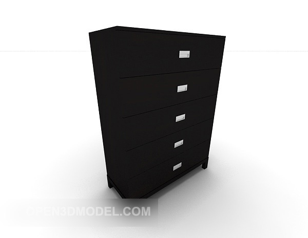 Solid Dark Wood Drawer Cabinet