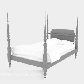 Home Modern Style Wooden Poster Bed 3d model