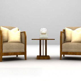 Moderner Tisch und Stuhl mit Kissen 3D-Modell