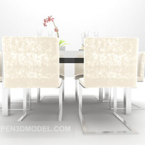 Modern Table Furniture Beige Chairs 3d model