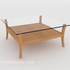 モダンな透明なガラスのコーヒーテーブル3Dモデル