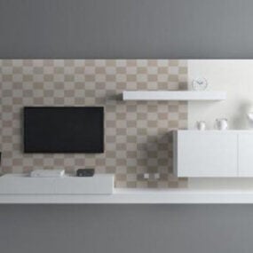3d модель білої стіни телевізора Сучасна квартира
