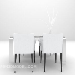 Modern Dining Table With Set Of Plates And Cup 3d model