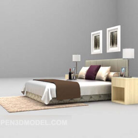 Сучасна біла двоспальне ліжко з розписом 3d модель