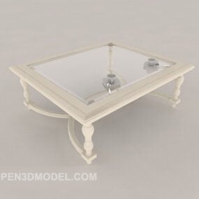 โต๊ะกาแฟกระจกสีขาวทันสมัยแบบ 3 มิติ