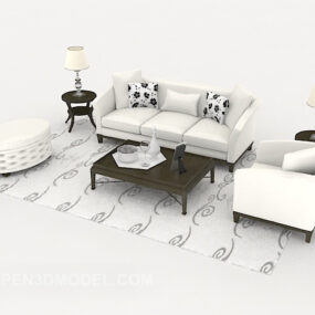 Modern White Minimalist Combination Sofa 3d model