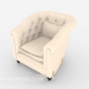 Modern White Beige Single Sofa 3d model