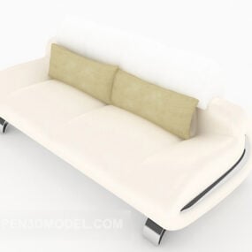 Modern White Three-person Sofa 3d model