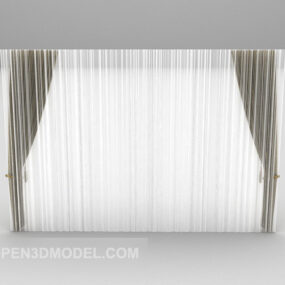 Modern Wide Curtain White Color 3d model