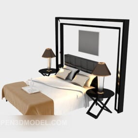 Modern Wood Bed 3d model