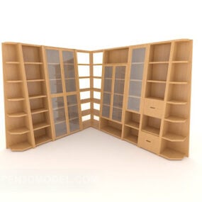 قفسه کتاب مدرن چوبی مدل سه بعدی