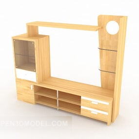 Nowoczesna drewniana wielofunkcyjna szafka pod telewizor Model 3D