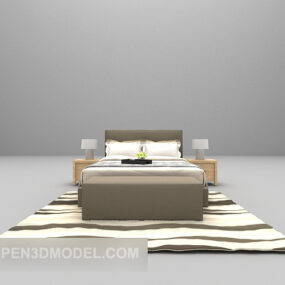 Modern Wood Furniture With Carpet 3d model