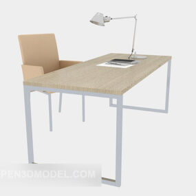 Modern Wooden Work Desk 3d model