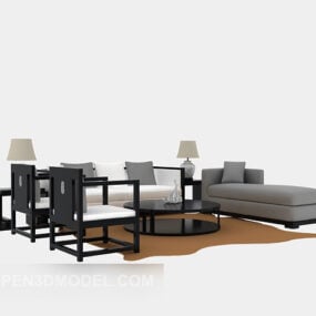 Chinese Modern Wooden Sofa Set 3d model