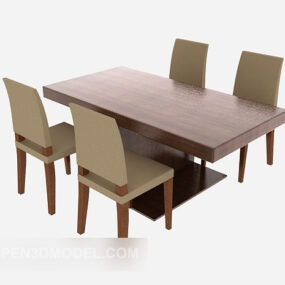 Ruang Makan Meja Kayu Model 3d Gaya Modern