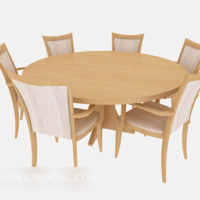 Modern Wooden Table Chair Set 3d model