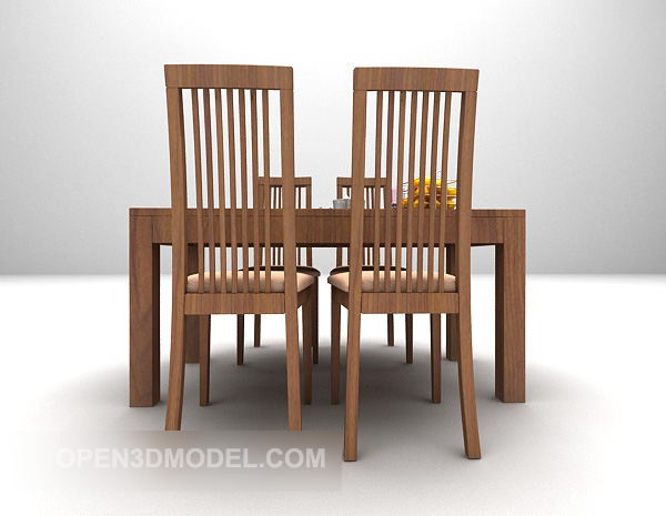 モダンなダイニングの木製のテーブルと椅子