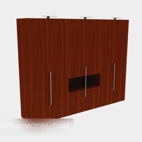 Modern Wooden Wardrobe Red Color 3d model