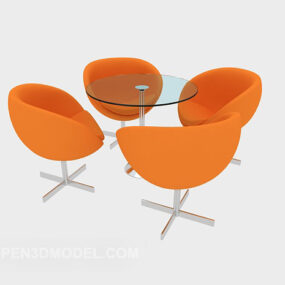 现代黄色休闲桌椅套装3d模型