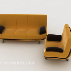 现代黄色沙发套3d模型