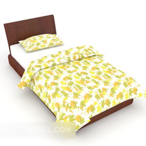Modern Yellow Maple Leaf Single Bed 3d model