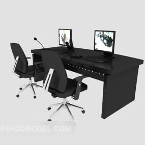 모니터링 룸 테이블 의자 세트 3d 모델