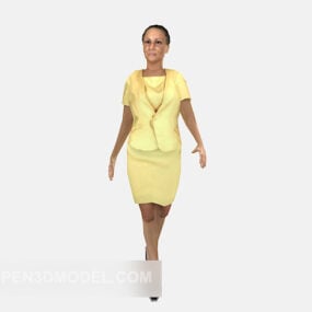 Personagem de menina gêmea em vestido Modelo 3D