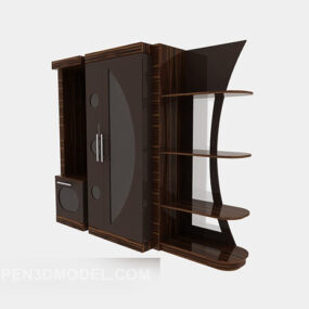 Modello 3d di armadio in legno multifunzionale