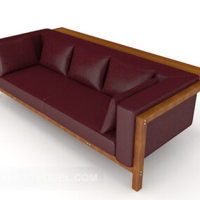 Multi-person Home Leather Sofa 3d model