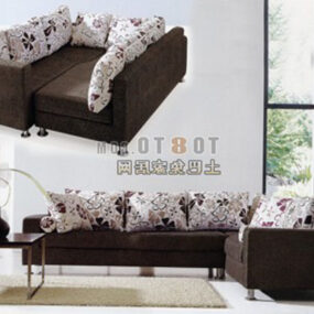Sofa dla wielu graczy z poduszkami Model 3D