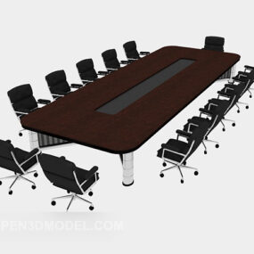 Multi-seaters Solid Wood Conference Table 3d model
