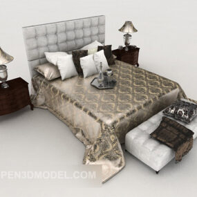 Neo-classical High-end Double Bed 3d model