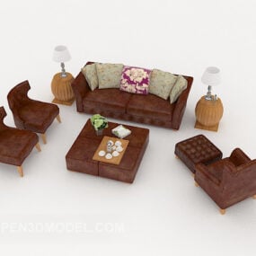 Juegos de sofás de cuero neoclásicos Diseño modelo 3d