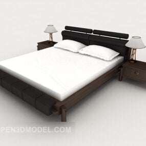 New Chinese Black Double Bed 3d model
