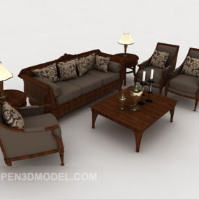 New Chinese Brown Home Sofa Sets 3d model