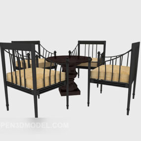 Chinese Casual Table Chair Set 3d model