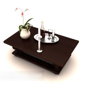 طاولة القهوة الصينية مع أدوات المائدة نموذج ثلاثي الأبعاد