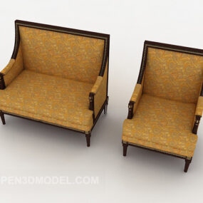 New Chinese Gold Double Sofa 3d model