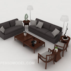 Uusi kiinalainen harmaa sohvasarja 3d-malli