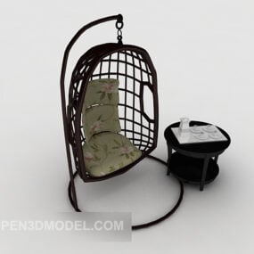 3д модель современного китайского подвесного стула из ротанга