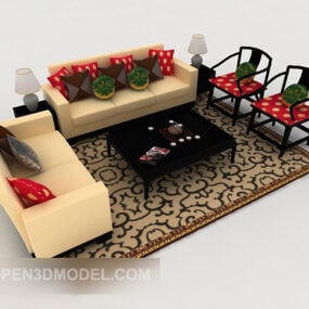 New Chinese Home Wood Sofa 3d model