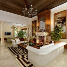 Chinese Living Room Elegant Decor Interior 3d model