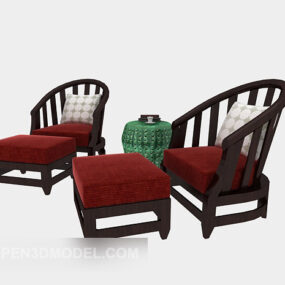 Chinese High Stool Carved Style 3d model